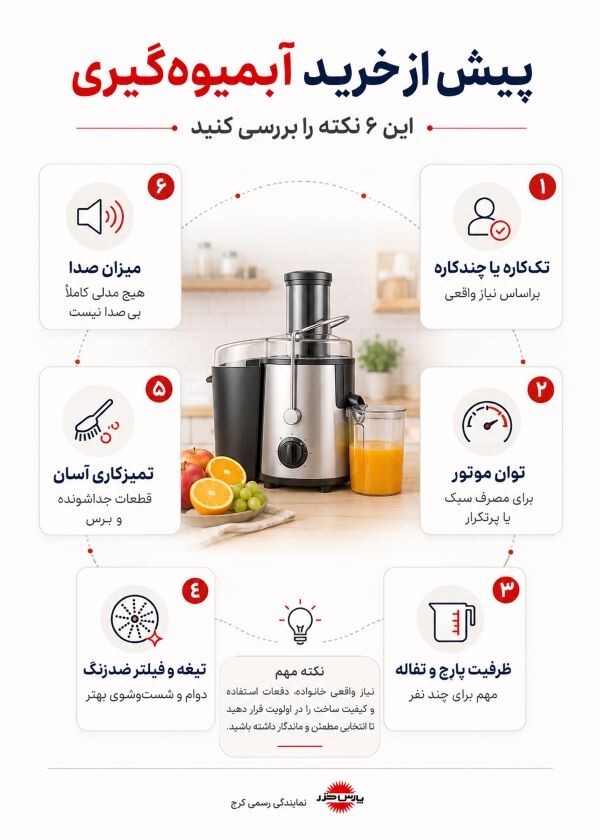 پیش از خرید آبمیوهگیری پارس خزر به چه نکاتی توجه کنیم؟